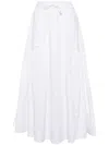 Isabel Benenato Drawstring-waist Cotton Midi Skirt In White
