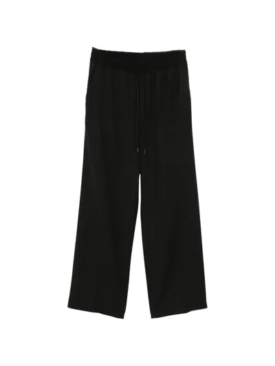 Isabel Benenato Drawstring Wide-leg Trousers In Black