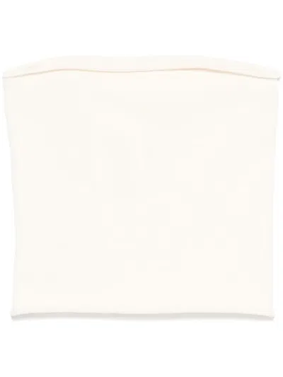 Isabel Benenato Fine-ribbed Top In Neutrals