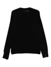Isabel Benenato Frayed-detail Crew-neck Sweater In Black