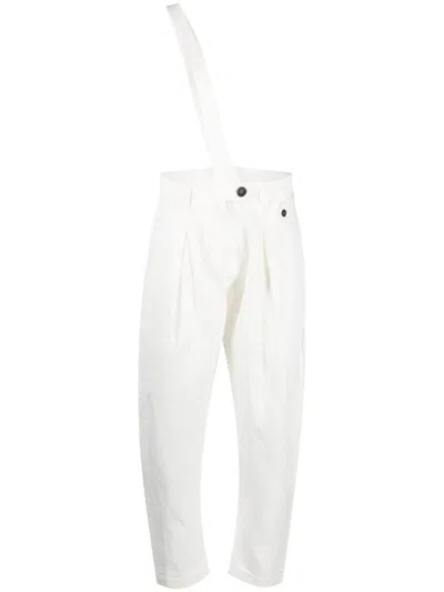 Isabel Benenato High-waisted Linen Trousers In White