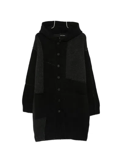 Isabel Benenato Hooded Long Cardigan In Black