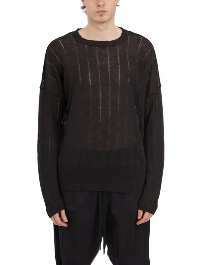 Isabel Benenato Maglia Girocollo In Lino In Black