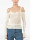 Isabel Benenato Lace Strap Blouse In White