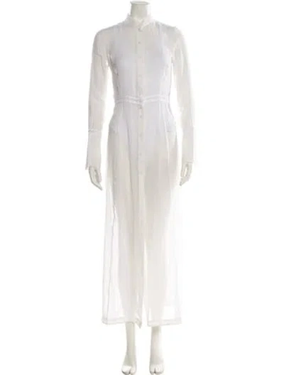 Pre-owned Isabel Benenato Lace Trim Embellishment Robe W/ Tags In White