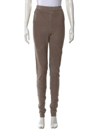 Pre-owned Isabel Benenato Leather Skinny Leg Pants In Neutral