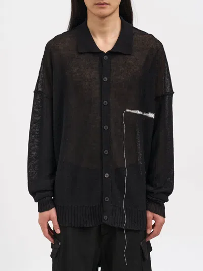 Isabel Benenato Linen Cardigan In Black