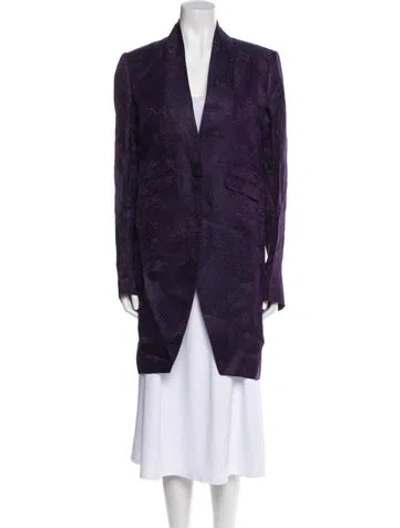Pre-owned Isabel Benenato Linen Floral Print Evening Jacket W/ Tags In Purple