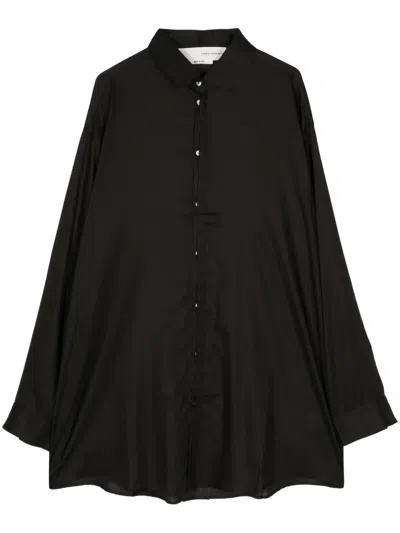 Isabel Benenato Long-length Cotton Shirt In Black