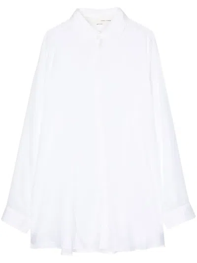 Isabel Benenato Long-length Cotton Shirt In White