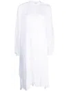 Isabel Benenato Long-sleeve Button-up Dress In Weiss