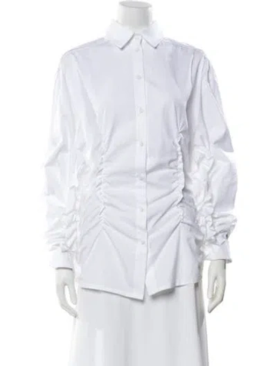 Pre-owned Isabel Benenato Long Sleeve Button-up Top W/ Tags In White