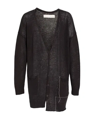 Isabel Benenato Man Cardigan Black Size M Linen