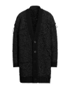 Isabel Benenato Man Cardigan Charcoal Size M Alpaca Wool, Polyamide, Wool In Black