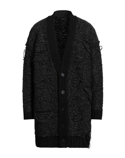 Isabel Benenato Man Cardigan Charcoal Size M Alpaca Wool, Polyamide, Wool In Black