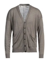 Isabel Benenato Man Cardigan Khaki Size L Linen In Beige