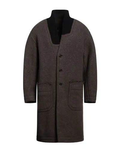 Isabel Benenato Man Coat Dark Green Size 38 Virgin Wool, Polyamide In Brown