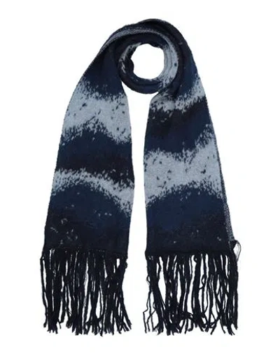 Isabel Benenato Man Scarf Navy Size - Mohair Wool, Polyamide, Wool In Navy Blue