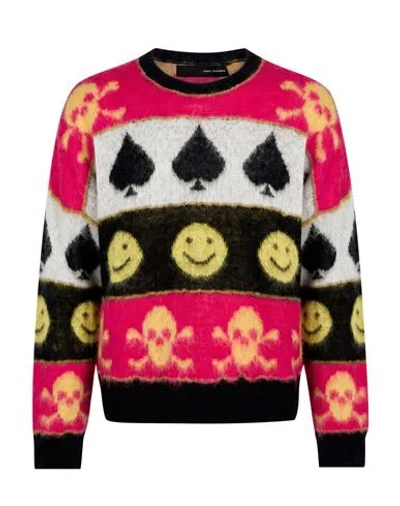 Isabel Benenato Man Sweater Fuchsia Size Xs Mohair Wool, Polyamide, Alpaca Wool, Acrylic In Multi