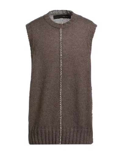 Isabel Benenato Man Sweater Taupe Size M Wool, Mohair Wool, Polyamide In Gray