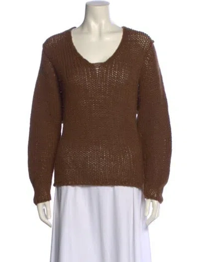 Pre-owned Isabel Benenato Merino Wool Scoop Neck Sweater In Brown