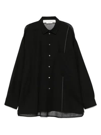 Isabel Benenato Mesh-detailed Shirt In Black