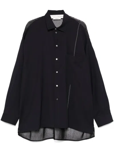 Isabel Benenato Mesh-panelling Shirt In Blue