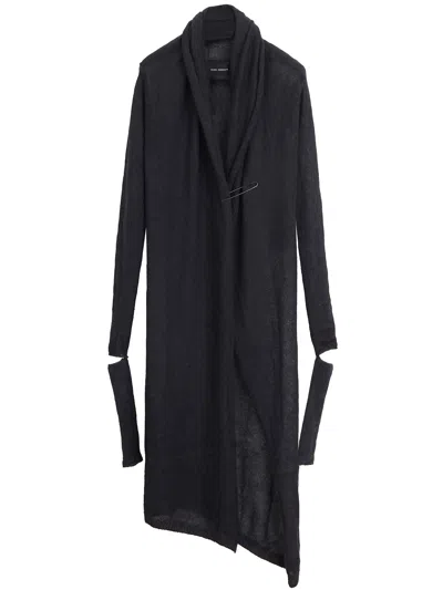 Isabel Benenato Mohair And Silk Long Cardigan In Black