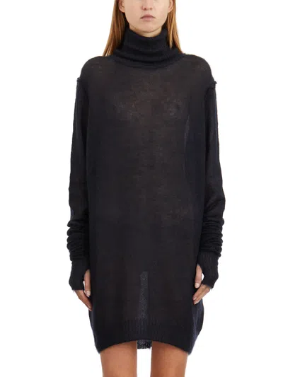 Isabel Benenato Mohair And Silk Turtleneck Dress In Black