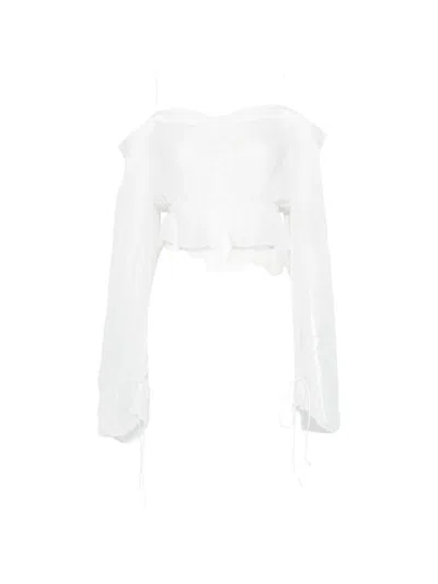 Isabel Benenato Off-shoulder Blouse In White