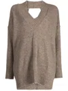 Isabel Benenato Open-knit V-neck Jumper In Brown