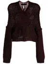 Isabel Benenato Open-knit V-neck Jumper In Red