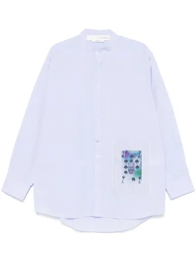 Isabel Benenato Patch-detail Shirt In Blue