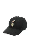 Isabel Benenato Pinstripe-pattern Embroidered Baseball Cap In Black