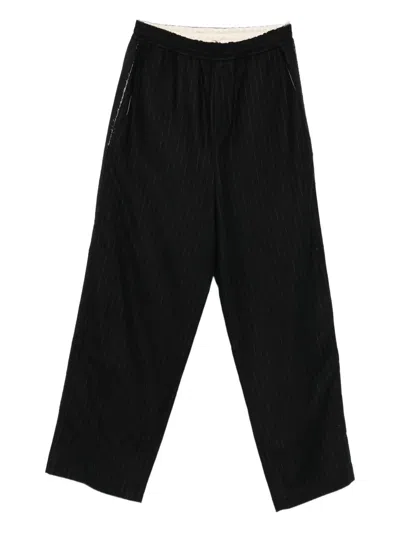 Isabel Benenato Pinstripe Trousers In Black