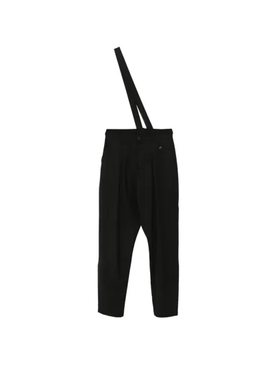 Isabel Benenato Pleated Suspender Trousers In Black
