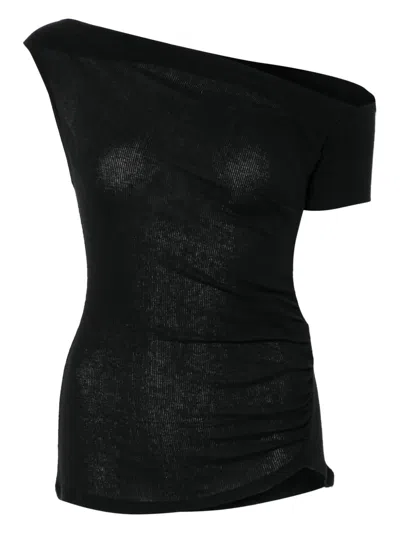Isabel Benenato Ribbed Top In Schwarz