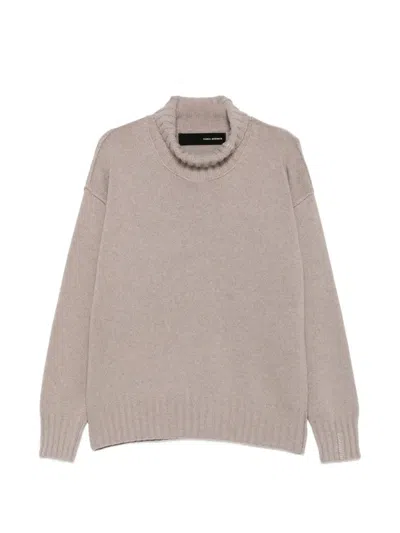 Isabel Benenato Roll-neck Drop-shoulder Jumper In Neutral