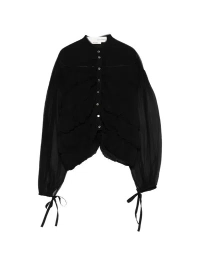 Isabel Benenato Ruched Top In Black