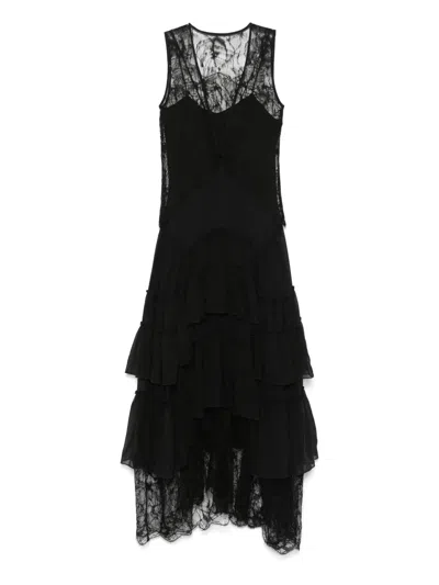 Isabel Benenato Ruffled Maxi Dress In Black