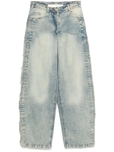 Isabel Benenato Safety-pin Detailed Jeans In Blue