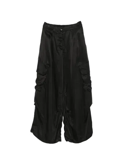 Isabel Benenato Satin-finish Cargo Pants In Black