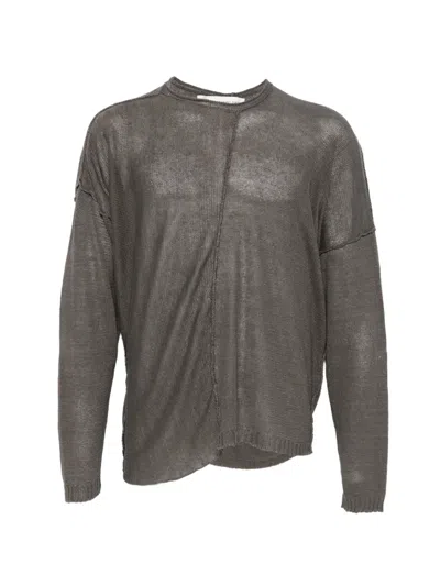 Isabel Benenato Seam Knitted Sweater In Gray