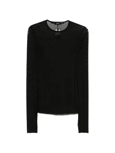 Isabel Benenato Semi-sheer Top In Black