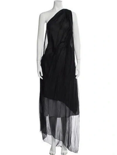 Pre-owned Isabel Benenato Silk One-shoulder Top In Black