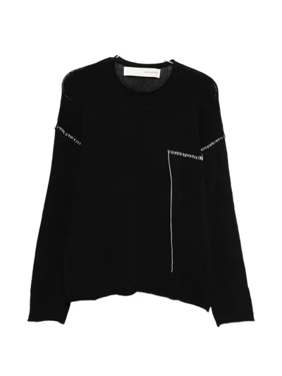 Isabel Benenato Stitched Crew-neck Sweater In Black