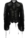 Isabel Benenato Strap-detail Draped Top In Black
