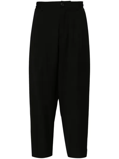 Isabel Benenato Drawstring Virgin Wool Drop-crotch Trousers In Black