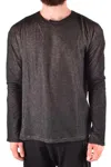 Isabel Benenato Textured Black Cotton Sweater In Gray