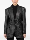 Isabel Benenato Textured Single-breasted Leather Blazer In Black